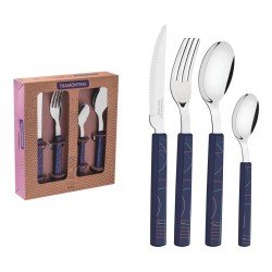 FAQUEIRO BLISS COM LAMINAS EM ACO INOX E CABOS EM POLIPROPILENO AZUL 16 PECAS TRAMONTINA