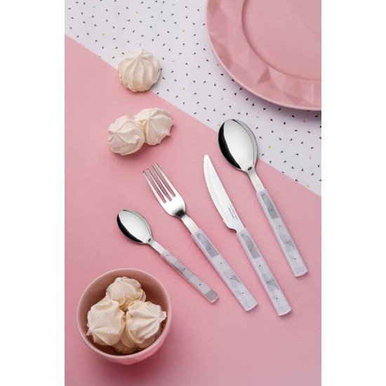 FAQUEIRO BLISS COM LAMINAS EM ACO INOX E CABOS EM POLIPROPILENO BRANCO 16 PECAS TRAMONTINA