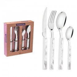 FAQUEIRO BLISS COM LAMINAS EM ACO INOX E CABOS EM POLIPROPILENO BRANCO 16 PECAS TRAMONTINA