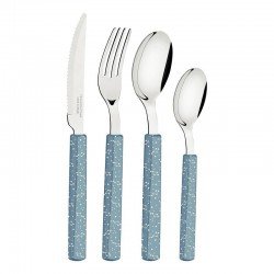 FAQUEIRO TRAMONTINA BLISS COM LÂMINAS EM AÇO INOX E CABOS DE POLIPROPILENO AZUL ACINZENTADO 16 PEÇAS