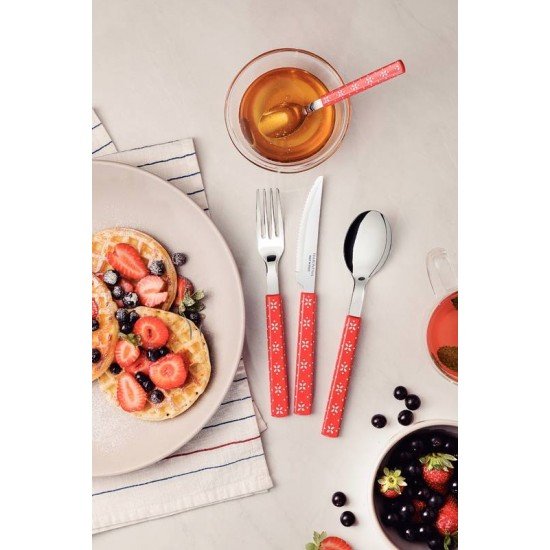 DISPLAY 108 UNIDADES DE TALHER TRAMONTINA BLISS COM LÂMINA EM AÇO INOX E CABO DE POLIPRILENO VERMELHO