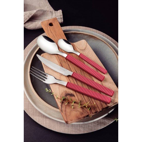 FAQUEIRO TRAMONTINA BLISS COM LÂMINAS EM AÇO INOX E CABOS DE POLIPROPILENO VIVA MAGENTA 16 PEÇAS