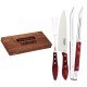 JOGO TRINCHANTE TRAMONTINA COM LÂMINAS EM AÇO INOX E CABOS DE MADEIRA TRATADA POLYWOOD VERMELHO 03 PEÇAS