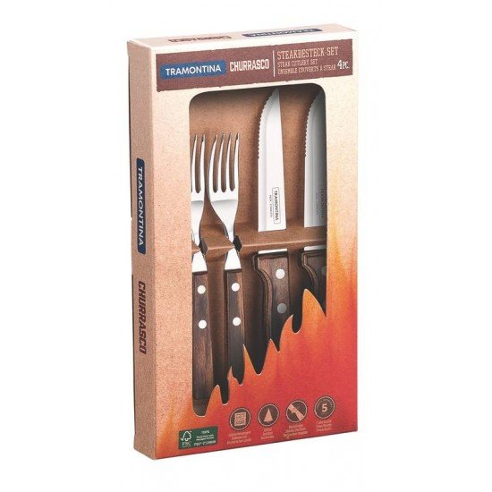 JOGO DE TALHERES PARA CHURRASCO 4 PECAS TRAMONTINA
