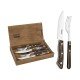 JOGO DE TALHERES CHURRASCO AÇO INOX CABO CASTANHO POLYWOOD ESTOJO DE MADEIRA 4 PEÇAS TRAMONTINA