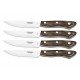 CONJUNTO DE FACAS PARA CHURRASCO BUENO EM AÇO INOX COM CABO CASTANHO POLYWOOD COM ESTOJO DE MADEIRA
