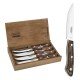 CONJUNTO DE FACAS PARA CHURRASCO BUENO EM AÇO INOX COM CABO CASTANHO POLYWOOD COM ESTOJO DE MADEIRA