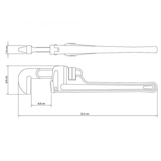 CHAVE PARA TUBOS 12 MODELO AMERICANO CORPO FERRO FUNDIDO MANDIBULAS ACO ALTO CARBONO TRAMONTINA