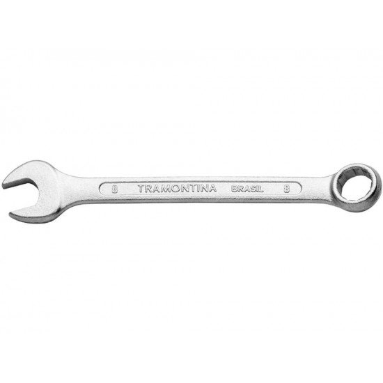 CHAVE COMBINADA 8 MM CORPO EM ACO ESPECIAL CROMADO BOCAS CALIBRADS PESCOCO CURTO TRAMONTINA