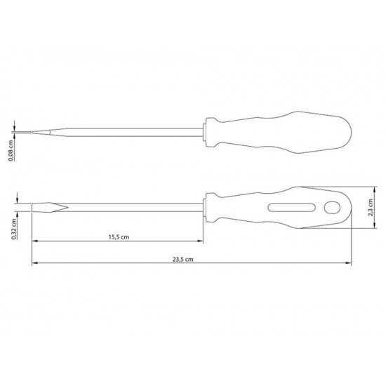 CHAVE DE FENDA PONTA CHATA 1 8X6 HASTE EM ACO ESPECIAL CABO INJETADO EM PP COR AMARELO TRAMONTINA