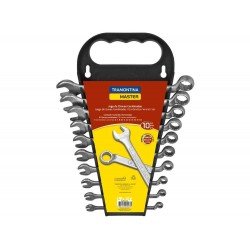 JOGO DE CHAVES COMBINADAS COM PESCOCO 10 PECAS FORJADAS EM ACO ESPECIAL MILIMETRICOS TRAMONTINA