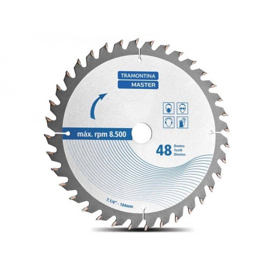 DISCO CORTE SERRA CIRCULAR 7.1 4 COM 48 DENTES EM METAL DURO ROTACAO MAXIMA 8500 RPM TRAMONTINA