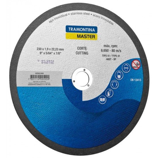 DISCO DE CORTE FINO PARA ACO INOX E MATERIAIS ENDURECIDOS 10 TRAMONTINA