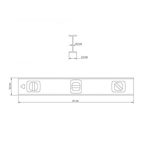 NIVEL DE ALUMINIO 600MM CORPO PERFIL EM I COM PROTECAO NAS EXTREMIDADES 3 BOLHAS TRAMONTINA