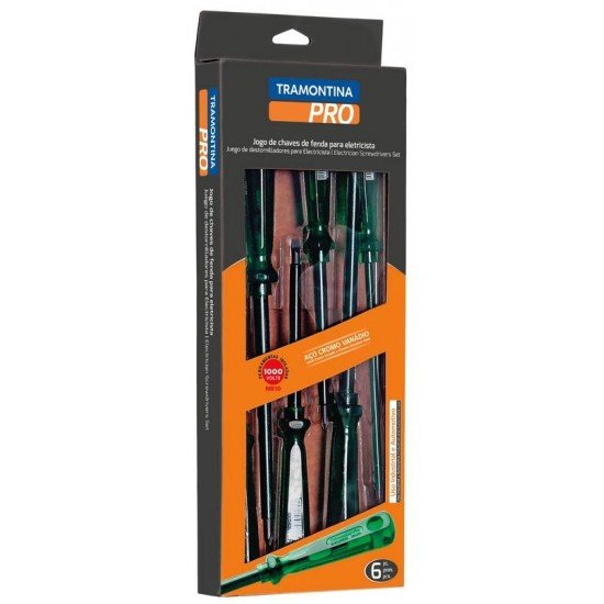 JOGO DE CHAVES DE FENDA PARA ELETRICISTA 6 PECAS TRAMONTINA