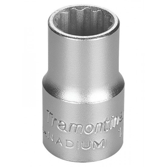 SOQUETE ESTRIADO EM ACO CROMO VANADIO 13 MM - ENCAIXE 1 2 TRAMONTINA