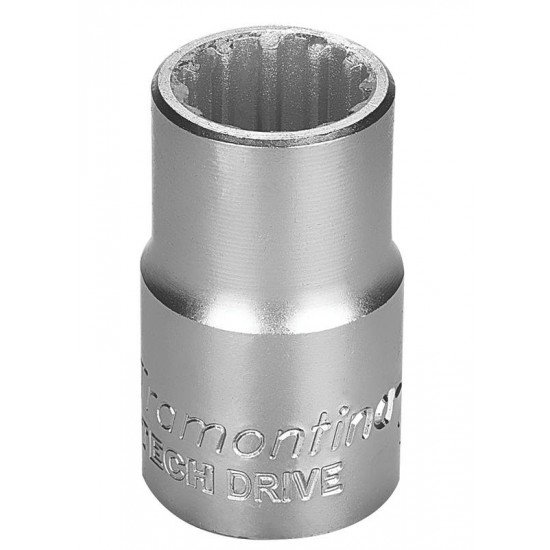 SOQUETE TECHDRIVE EM ACO CROMO VANADIO 13 MM - ENCAIXE 1 2 TRAMONTINA