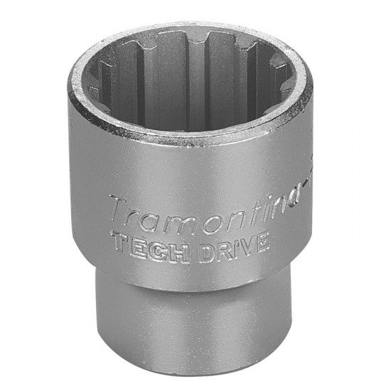SOQUETE TECHDRIVE EM ACO CROMO VANADIO 22 MM - ENCAIXE 1 2 TRAMONTINA