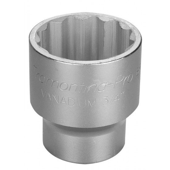 SOQUETE ESTRIADO EM ACO CROMO VANADIO 48 MM - ENCAIXE 3 4 TRAMONTINA