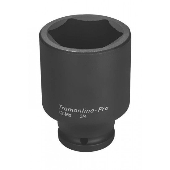 SOQUETE DE IMPACTO SEXTAVADO LONGO EM ACO CROMO MOLIBDENIO 46 MM - ENCAIXE 3 4 TRAMONTINA