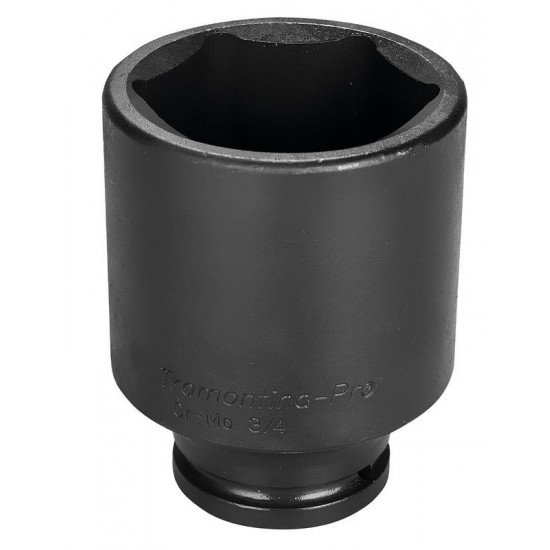 SOQUETE DE IMPACTO SEXTAVADO LONGO EM ACO CROMO MOLIBDENIO 60 MM - ENCAIXE 3 4 TRAMONTINA