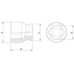 SOQUETE DE IMPACTO SEXTAVADO EM ACO CROMO MOLIBDENIO 6 MM - ENCAIXE 3 8 TRAMONTINA