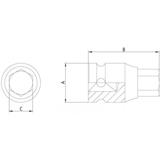 SOQUETE DE IMPACTO PONTA HEXAGONAL EM ACO CROMO MOLIBDENIO 10 MM - ENCAIXE 3 4 TRAMONTINA