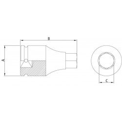 SOQUETE DE IMPACTO PONTA HEXAGONAL EM ACO CROMO MOLIBDENIO 10 MM - ENCAIXE 1 TRAMONTINA