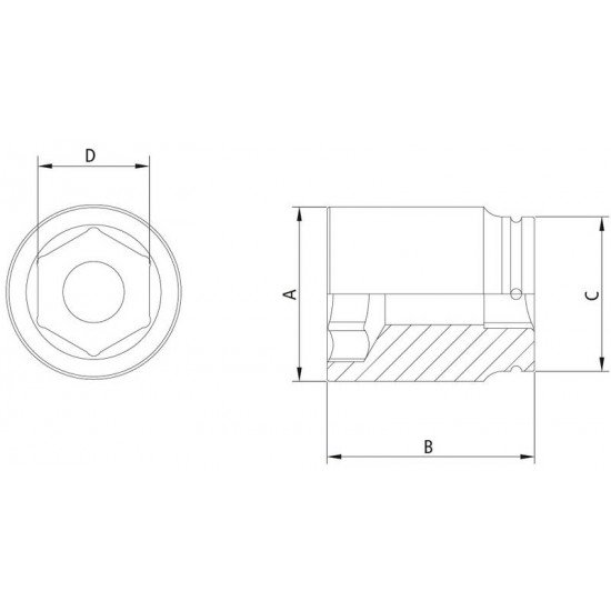 SOQUETE DE IMPACTO SEXTAVADO LONGO EM ACO CROMO MOLIBDENIO 41 MM - ENCAIXE 1 1 2 TRAMONTINA