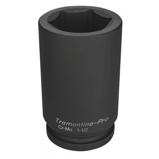SOQUETE DE IMPACTO SEXTAVADO LONGO EM ACO CROMO MOLIBDENIO 60 MM - ENCAIXE 1 1 2 TRAMONTINA