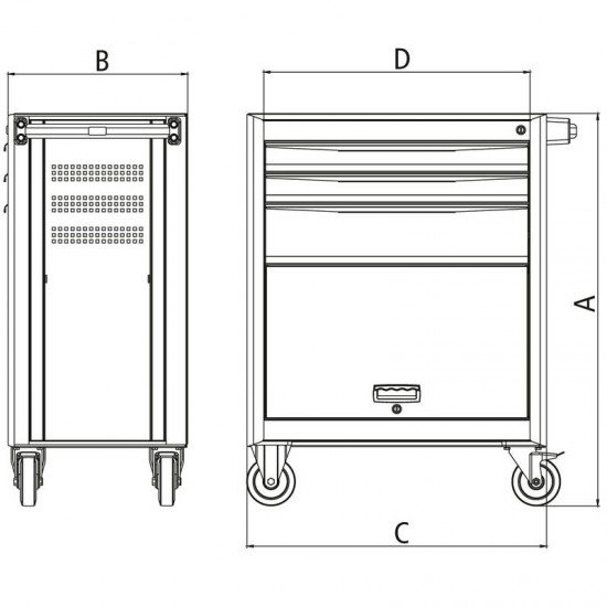 CARRO PARA FERRAMENTAS 3 GAVETAS E 1 PORTA TRAMONTINA