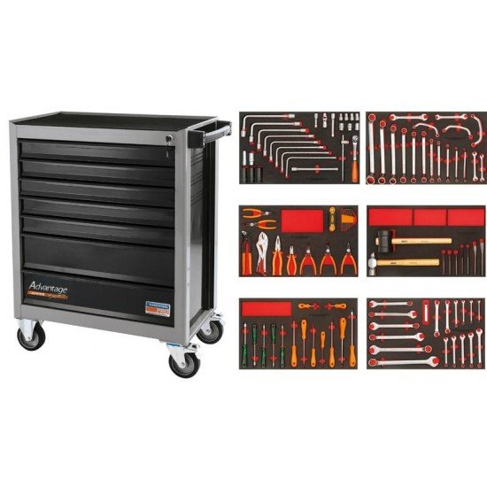 CARRO PARA FERRAMENTAS 7 GAVETAS 110 PECAS TRAMONTINA