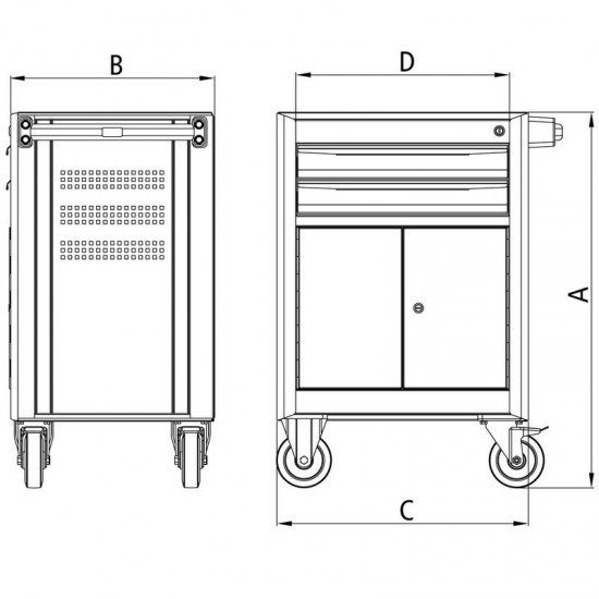 CARRO PARA FERRAMENTAS 2 GAVETAS E 2 PORTAS 26 PECAS TRAMONTINA