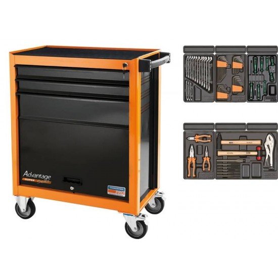 CARRO PARA FERRAMENTAS 3 GAVETAS E 1 PORTA 70 PECAS TRAMONTINA