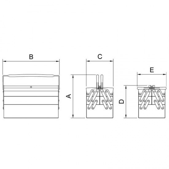 CAIXA SANFONADA EM ACO INOX 5 GAVETAS, ALCAS DOBRAVEIS TRAMONTINA