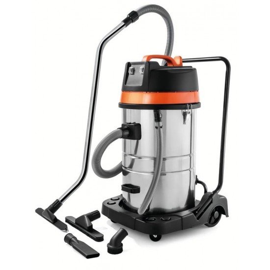 ASPIRADOR DE PÓ PARA SÓLIDOS E LÍQUIDOS 1400 W TANQUE DE AÇO INOX CAPACIDADE 80 LITROS TRAMONTINA PRO
