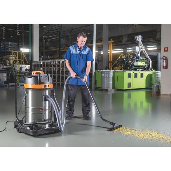 ASPIRADOR DE PÓ PARA SÓLIDOS E LÍQUIDOS 1400 W TANQUE DE AÇO INOX CAPACIDADE 80 LITROS TRAMONTINA PRO