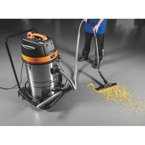 ASPIRADOR DE PÓ PARA SÓLIDOS E LÍQUIDOS 1400 W TANQUE DE AÇO INOX CAPACIDADE 80 LITROS TRAMONTINA PRO