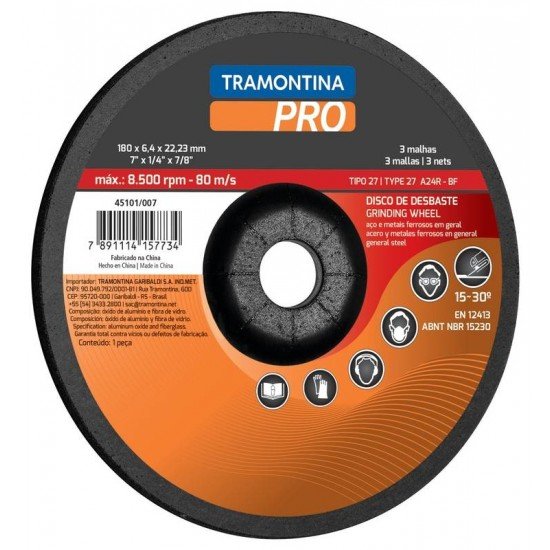 DISCO DE DESBASTE 4 1 2 PARA ACOS E METAIS FERROSOS EM GERAL TRAMONTINA