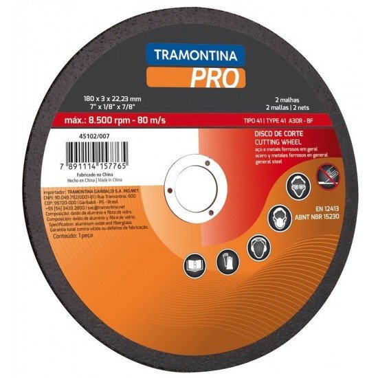 DISCO DE CORTE PARA ACOS E METAIS FERROSOS EM GERAL 4 1 2 TRAMONTINA