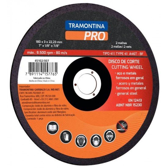 DISCO DE CORTE PARA ACO 9 TRAMONTINA