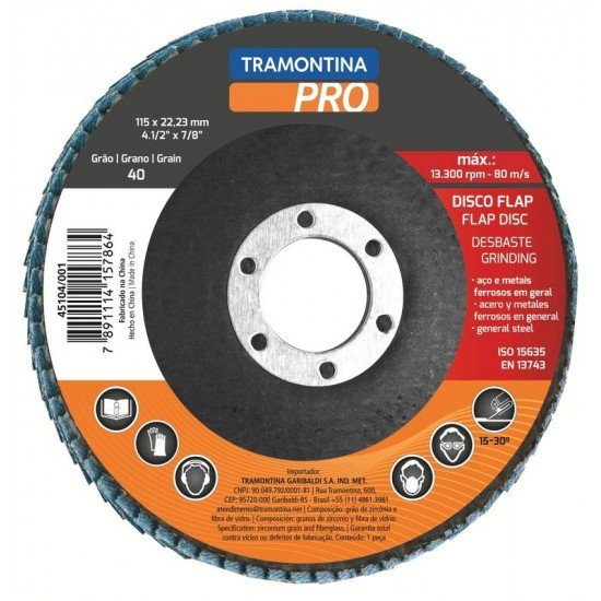 DISCO FLAP 4.1/2 - GRAO 120 TRAMONTINA