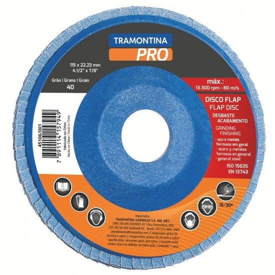 DISCO FLAP 4.1/2 - GRAO 80 TRAMONTINA