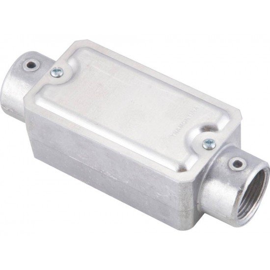 CONDULETE EM ALUMINIO TIPO C DE 1 2 TAMPA ESTAMPADA ROSCA BSP SEM PINTURA TRAMONTINA