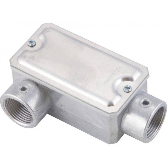CONDULETE EM ALUMINIO TIPO LR DE 1 2 TAMPA ESTAMPADA ROSCA BSP SEM PINTURA TRAMONTINA