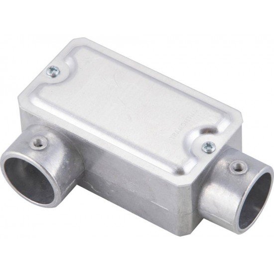 CONDULETE EM ALUMINIO TIPO LR DE 3 4 COM TAMPA ESTAMPADA SEM ROSCA SEM PINTURA TRAMONTINA