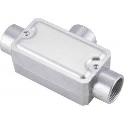 CONDULETE EM ALUMINIO TIPO T DE 3 4 TAMPA ESTAMPADA ROSCA BSP SEM PINTURA TRAMONTINA