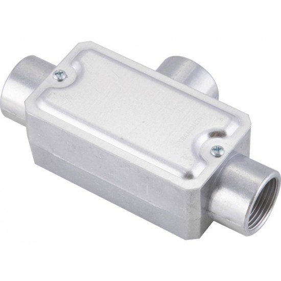 CONDULETE EM ALUMINIO TIPO T DE 1 2 TAMPA ESTAMPADA ROSCA BSP SEM PINTURA TRAMONTINA