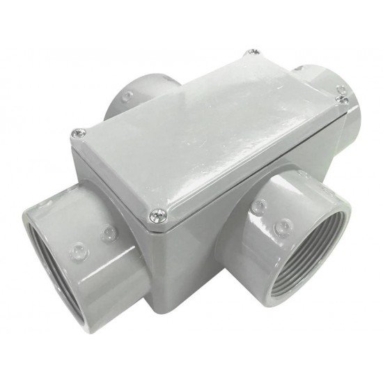 CONDULETE EM ALUMINIO TIPO X DE 3 COM TAMPA COM ROSCA NPT COM PINTURA EPOXI TRAMONTINA