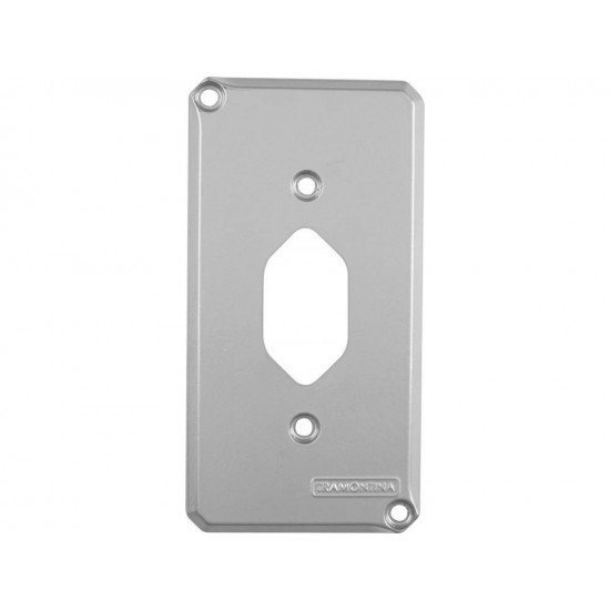 KIT 6 UNI TAMPA 1 POSTO VERTICAL TOMADA EM ALUMINIO PARA CONDULETE 1 COM PINTURA EPOXI TRAMONTINA